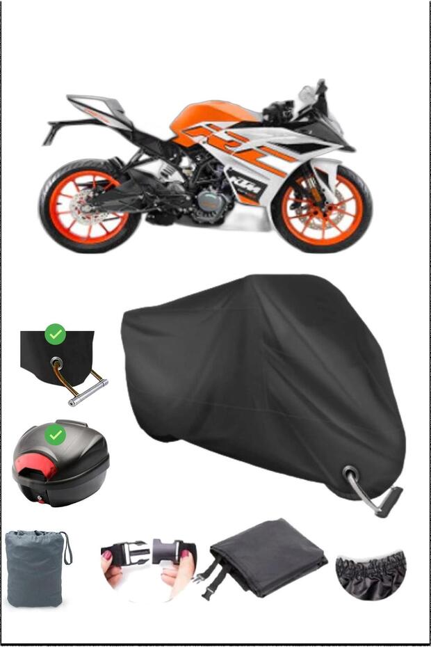 أسود KTM 125 RC قفل حقيبة خلفي متوافق مع القماش المشمع المقاوم للماء (دراجة نارية)