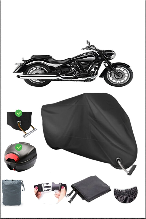 Black Yamaha Midnight Star Xv 1900 Rear Bag Lock Compatible Waterproof Canvas (Motorcycle)