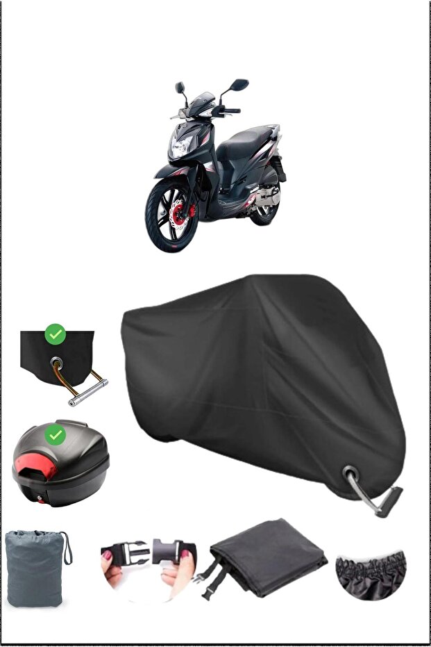 Black Sym Symphony Sr 125 Rear Bag Lock Compatible Waterproof Canvas (Motorcycle)
