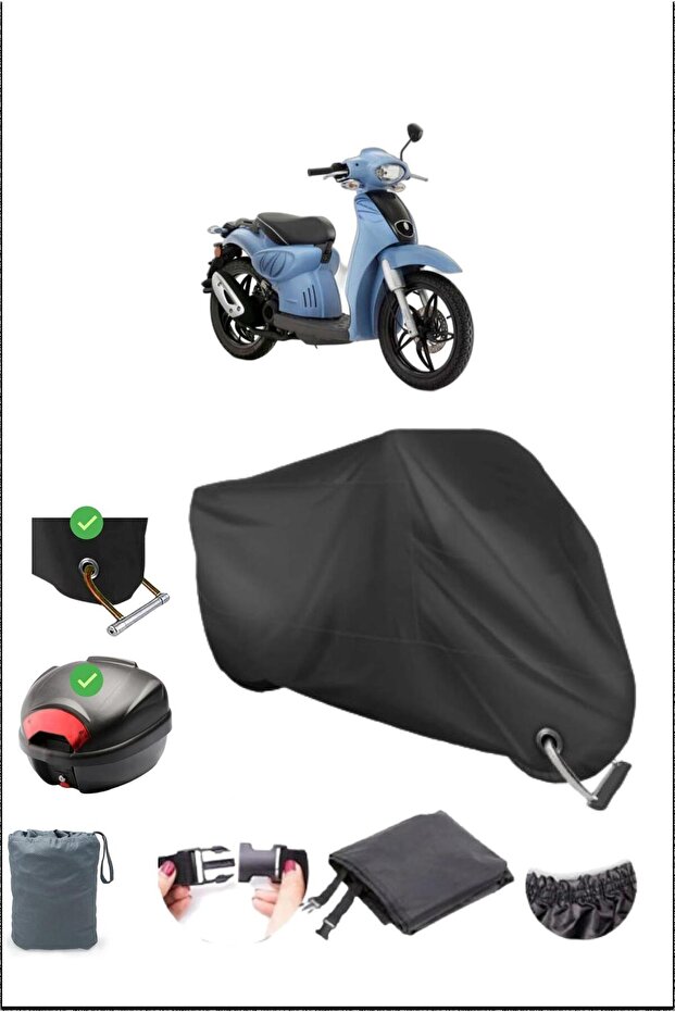 Black Aprilia Scarabeo 50 Rear Bag Lock Compatible Waterproof Canvas (Motorcycle)