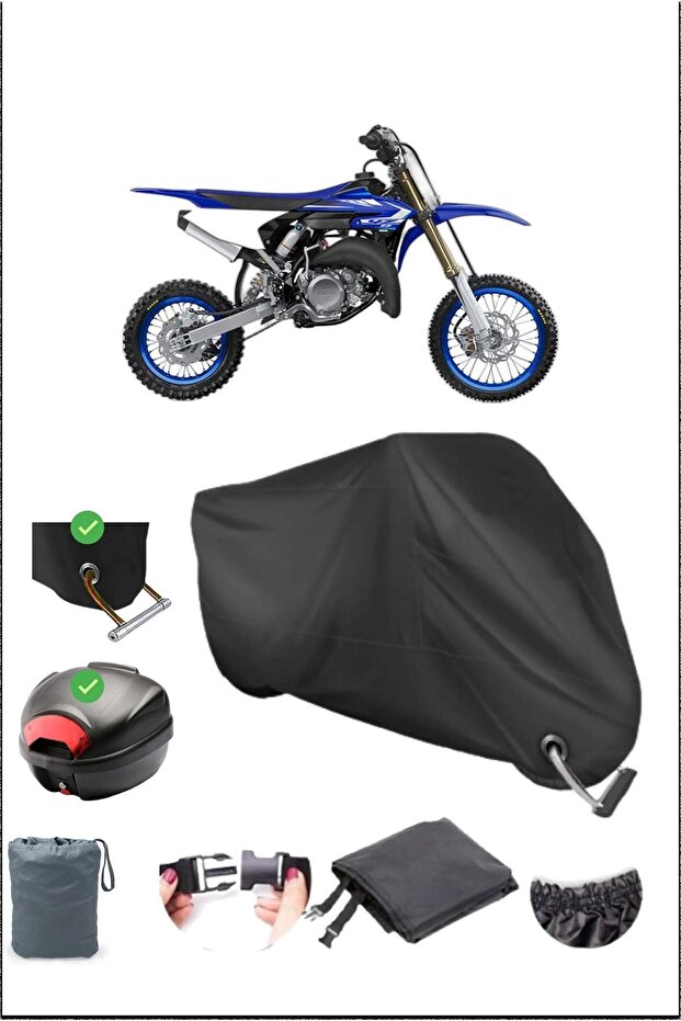 قفل خلفي أسود من YAMAHA YZ 65 متوافق مع القماش المشمع المقاوم للماء (دراجة نارية)