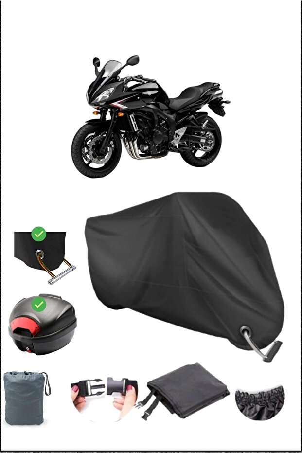 Black Yamaha Fz6 Fazer S2 Abs Rear Bag Lock Compatible Waterproof Canvas (Motorcycle)