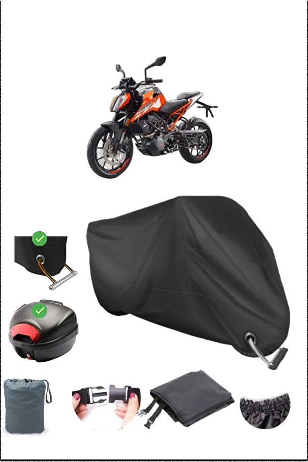 Black Ktm 125 Duke Rear Bag Lock Compatible Waterproof Canvas (Motorcycle)