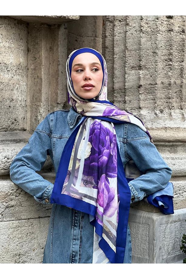 Gül Desen Bambu Şal - 1