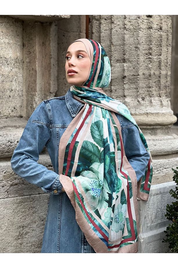 Gül Desen Bambu Şal - 3