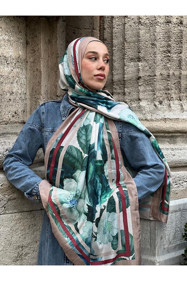 Gül Desen Bambu Şal - 2