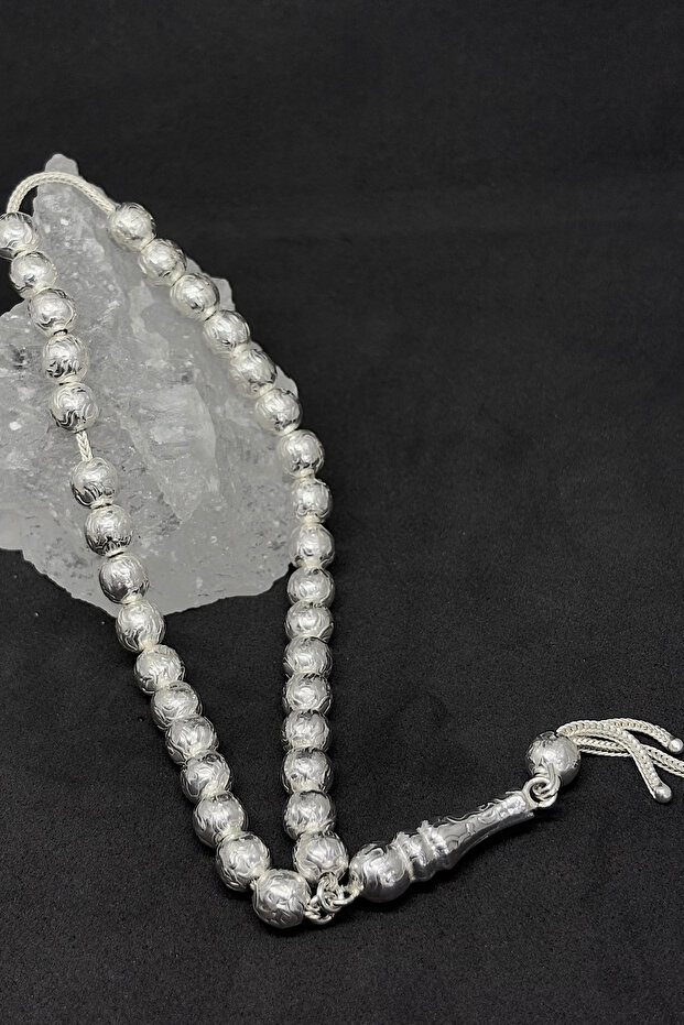 Handcrafted Patterned Silver Rosary - 3