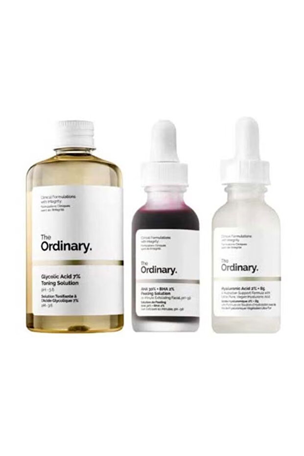 3-Piece Face Serum Set Peeling Solution 1x30, Toning Solution 1x240, Hyaluronic Acid 1x30ml
