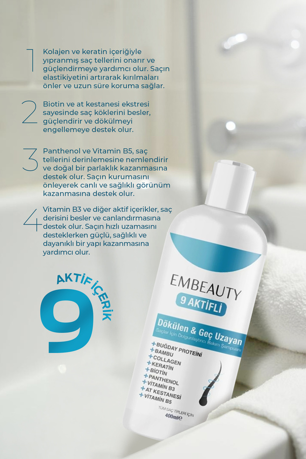 Kolajen Ve Keratin Saç Dökülmesine Karşı Hızlı Sac Uzatan Dolgunlaştırıcı Onarıcı Besleyici Şampuan - 3