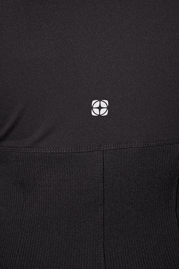 Antrasit Fırçalı Soft Kumaş Baş Parmak Delikli Örme Spor Ceket/Sweatshirt THMAW25SK00001 - 4