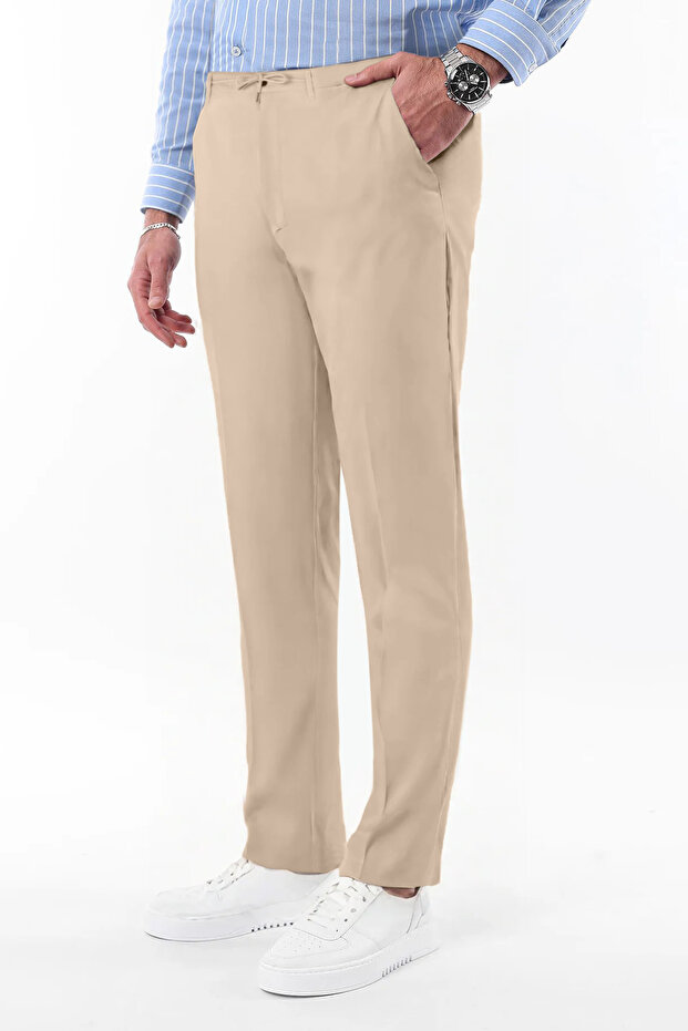 Taş Slim Fit Beli Bağlama Detaylı Lastikli Kumaş Dokuma Pantolon TMNAW25PL00027 - 7
