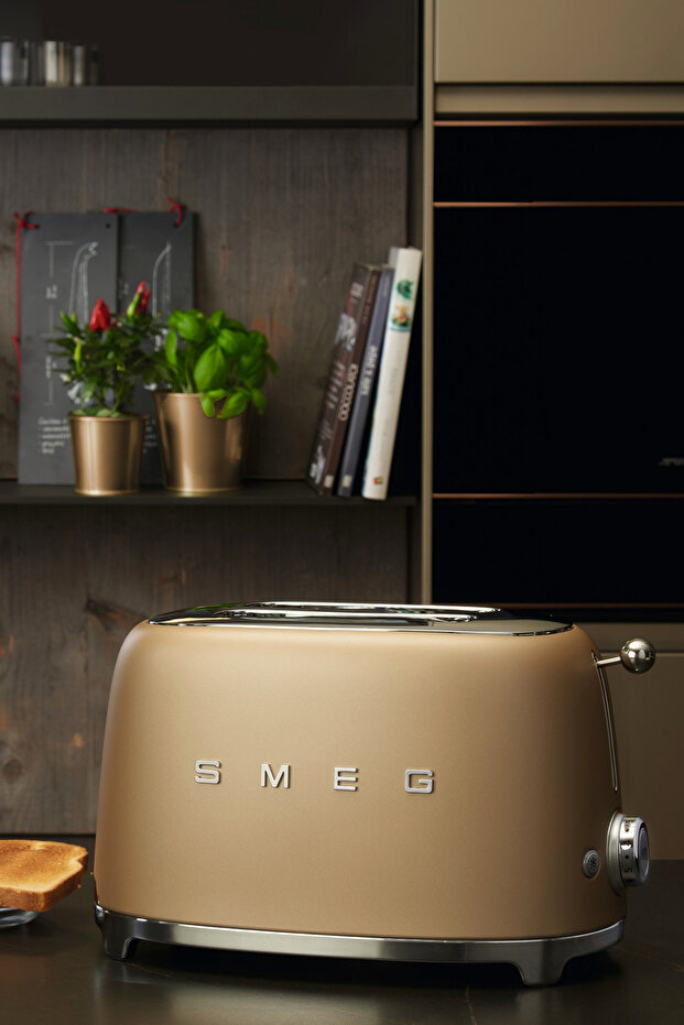 50's Style Matte Gold 2X1 Toaster - Tsf01Chmeu
