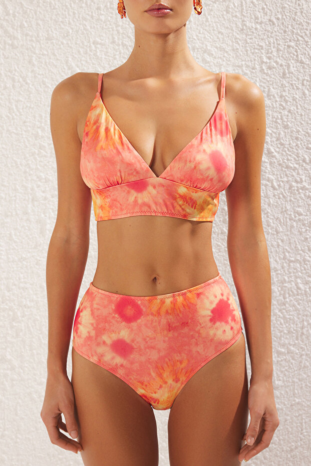 Batik Desenli Üçgen Kaplı Bikini Üstü TBESS21BU0343 - 4