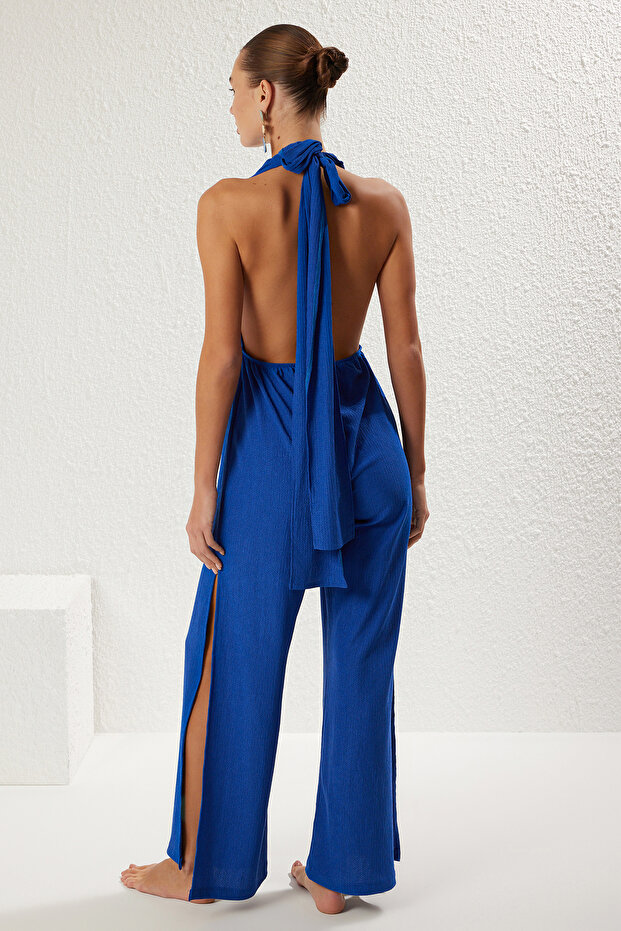 Saks Dokuma Yırtmaçlı Maxi Plaj Tulum TBESS23TU00010 - 5