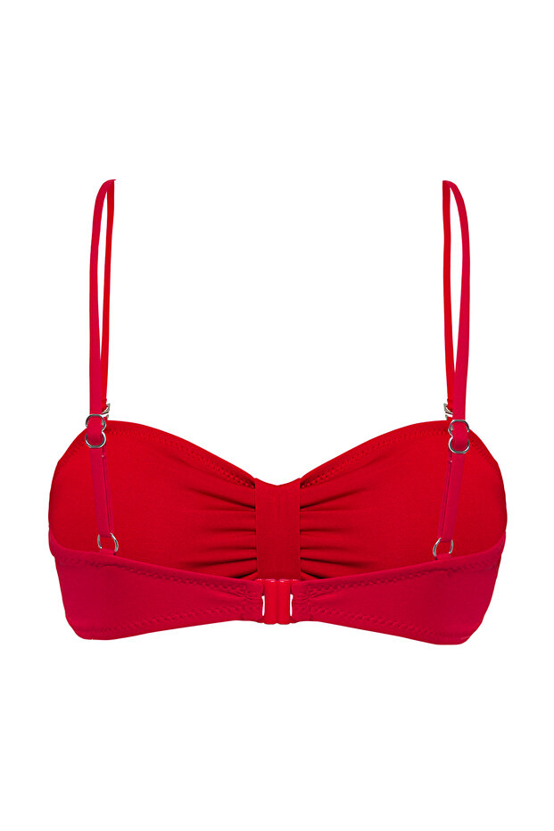 Kırmızı Büzgülü Straplez Kaplı Bikini Üstü TBESS25BU00029 - 7