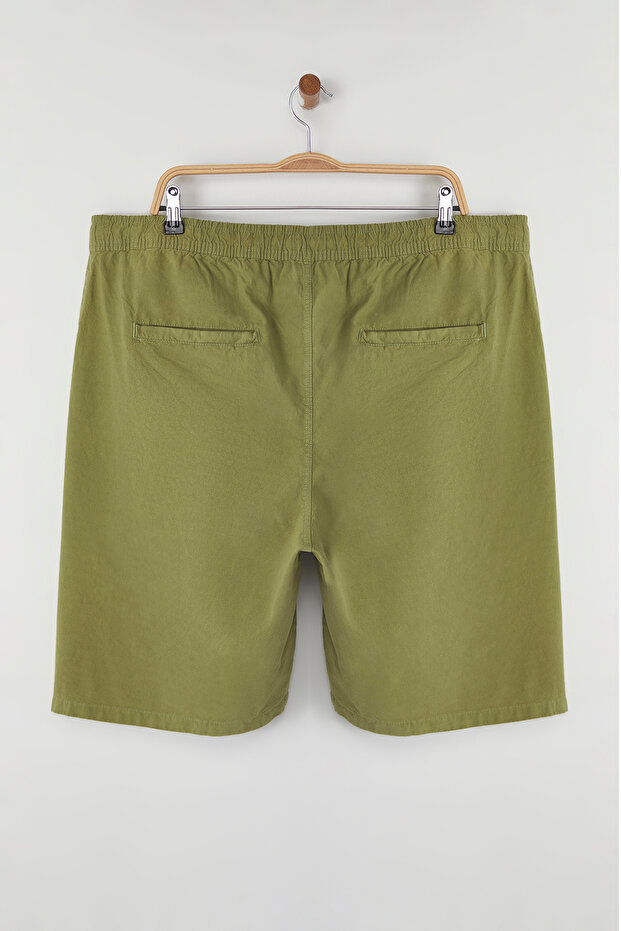 Haki Loose Fit Pamuklu Bağcıklı Büyük Beden Şort TMNSS23SR00056 - 6