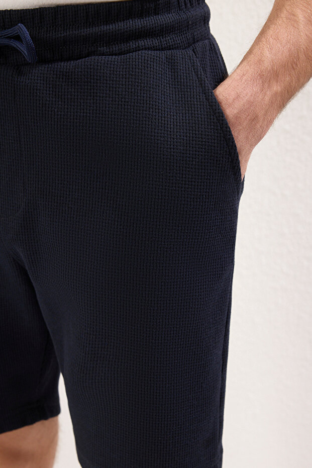 Siyah-Lacivert 2'li Regular/Normal Kesim Dokulu Paketli Şort&Bermuda TMNSS23SR00076 - 6