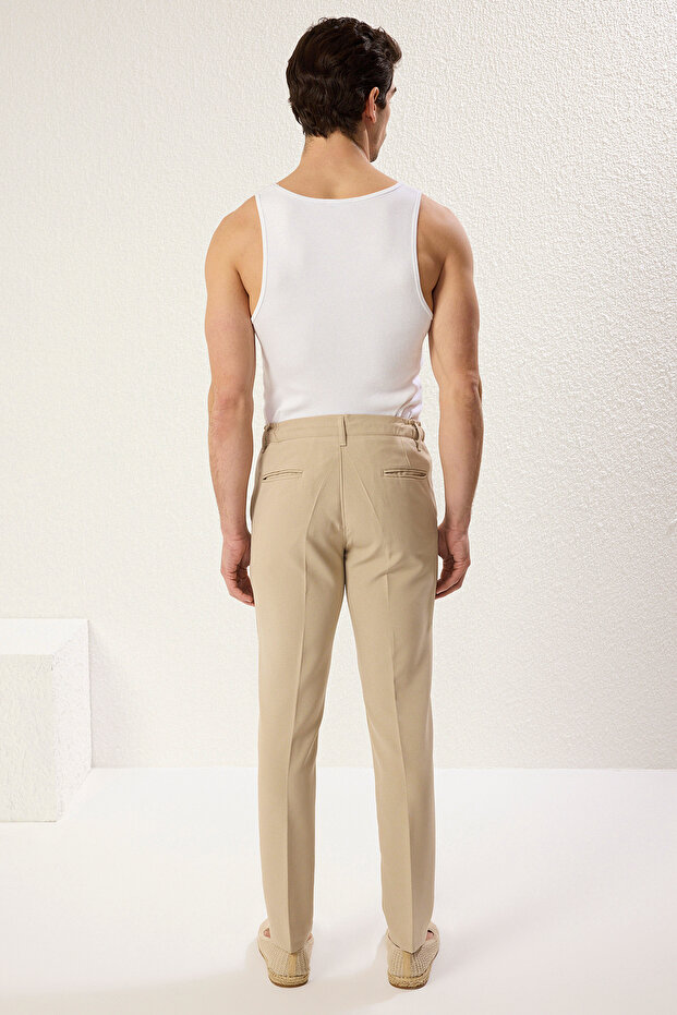 Taş Slim Fit Beli Bağlama Detaylı Lastikli Kumaş Dokuma Pantolon TMNAW25PL00027 - 6