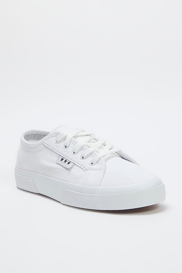 Beyaz Bağcıklı Düz Taban Unisex Spor Ayakkabı TAKSS25SN00039 - 5