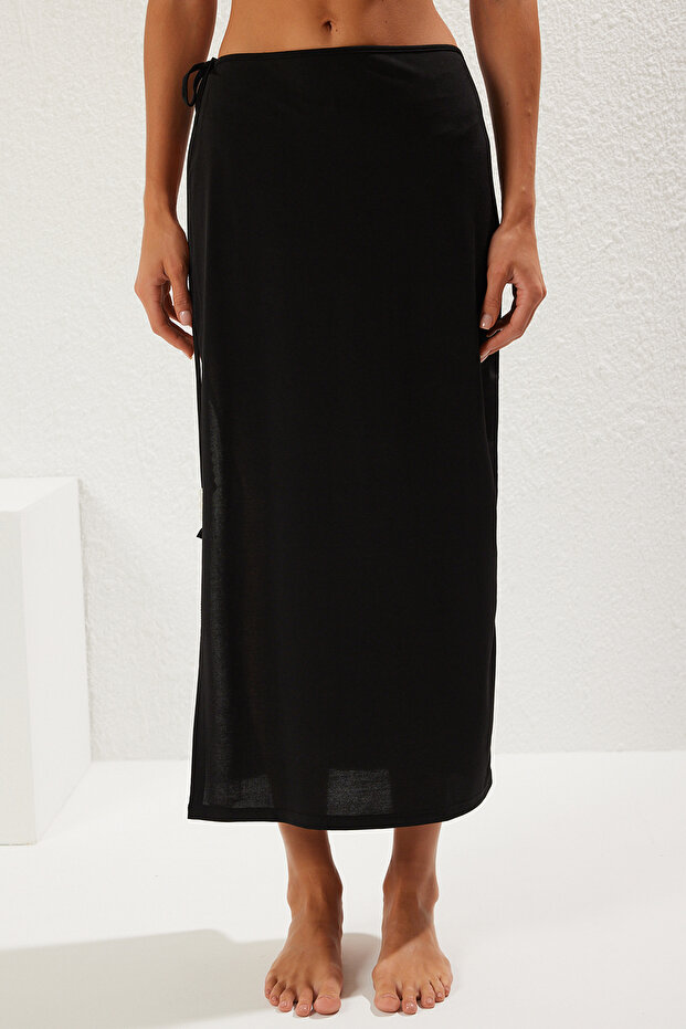 Siyah Örme Maxi Plaj Pareo TBESS25PR00006 - 3