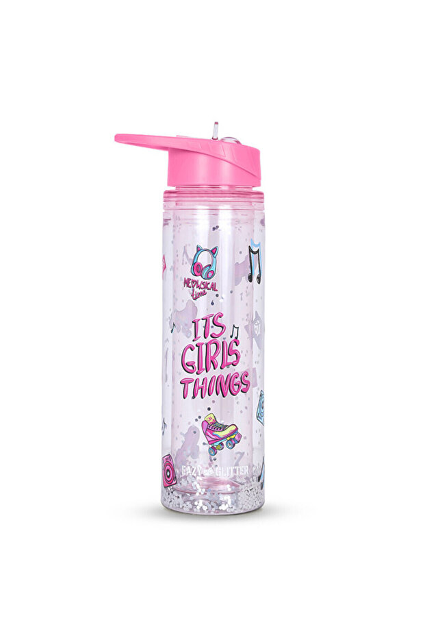 Tritan Double Wall Glitter 550ml Water Bottle - It's Girls Things Pink