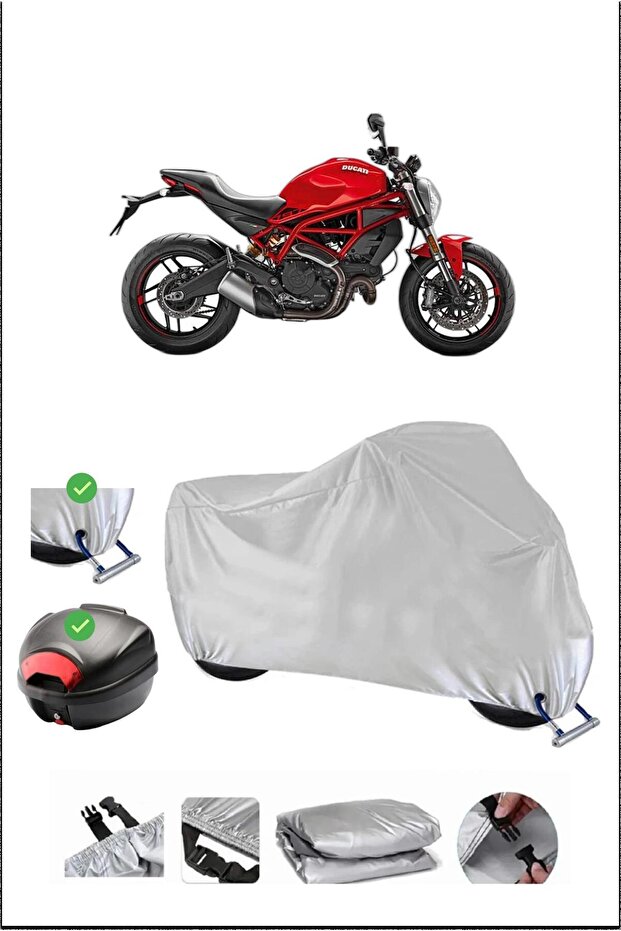 Ducati Monster797 Rear Bag Lock Compatible Waterproof Motorcycle Tent-Gray