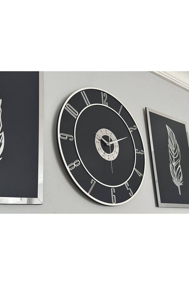 Ahşap Model 2 Li Tüy Tablo Ve Saat Seti 40 cm - 4