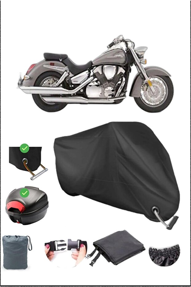Black Honda Vtx 1300 S Rear Bag Lock Compatible Waterproof Canvas (Motorcycle)