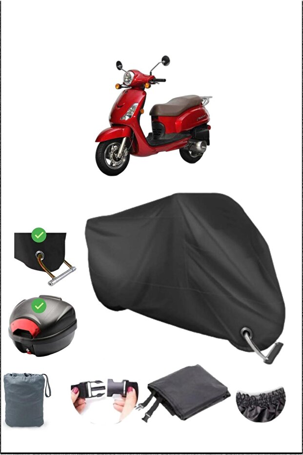 Black Sym Fiddle Ii 125 Rear Bag Lock Compatible Waterproof Canvas (Motorcycle)