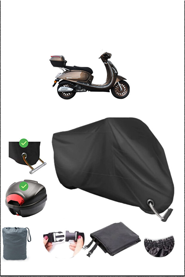 Black Yuki Margherita 50 Backpack Lock Compatible Waterproof Canvas (Motorcycle)