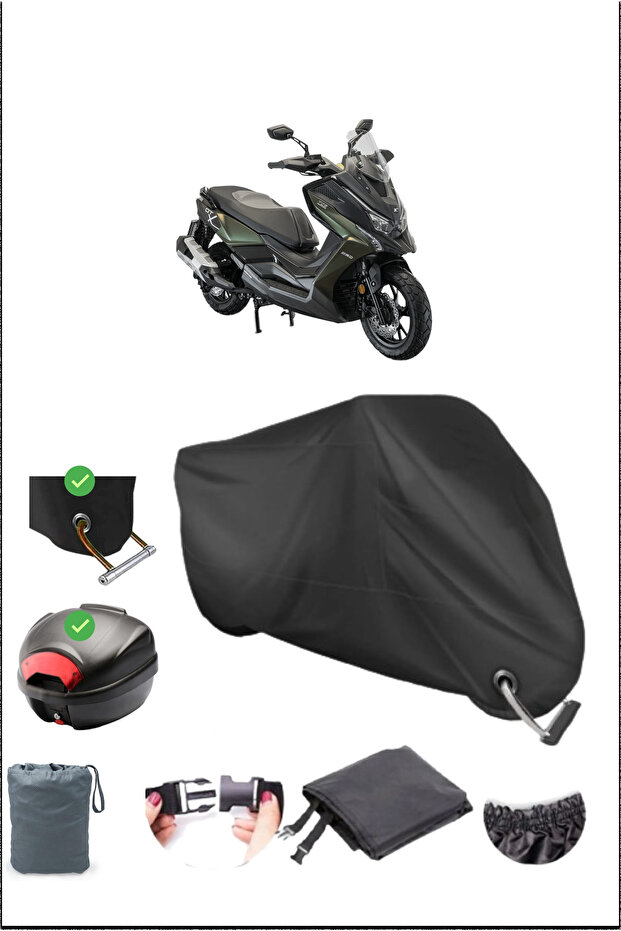 Black Kymco Dtx 250 Rear Bag Lock Compatible Waterproof Canvas (Motorcycle)