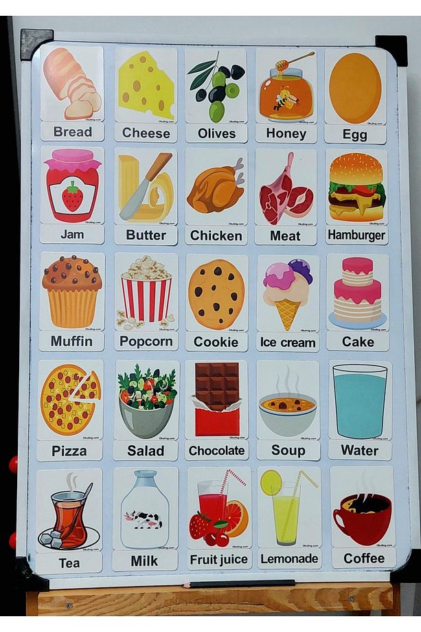 Manyetik Ingilizce Kelime Kartları Flashcards- Yiyecekler Ve Içecekler / Food And Drinks - 1