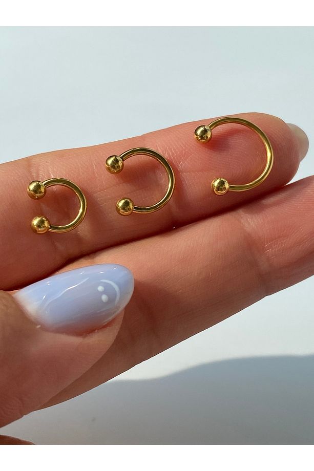 Smiley Piercing Çelik  Tragus, Helix, Rook, Kıkırdak Set 3 Adet - 2