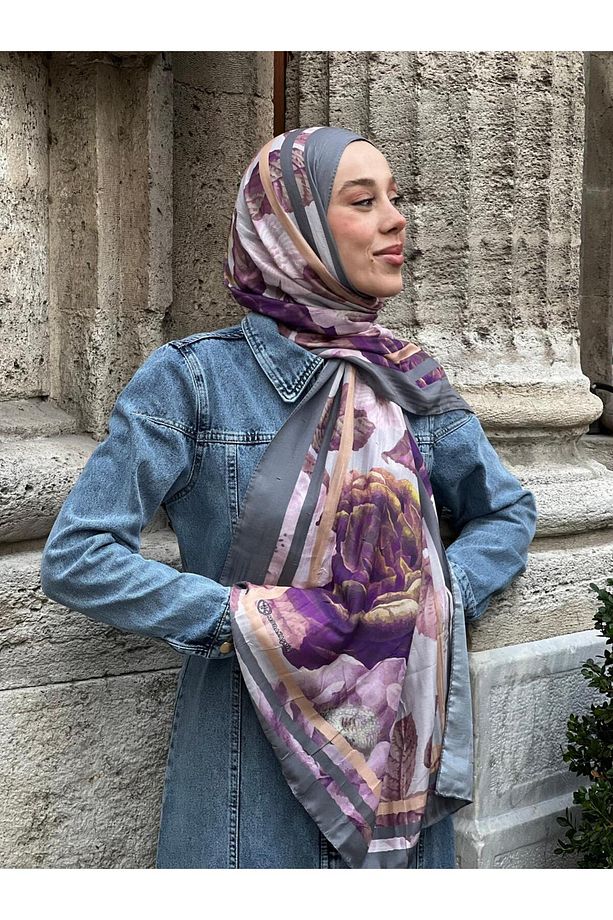 Gül Desen Bambu Şal - 2