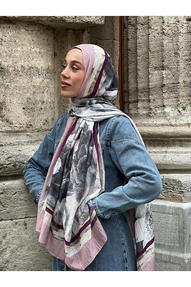 Gül Desen Bambu Şal - 2