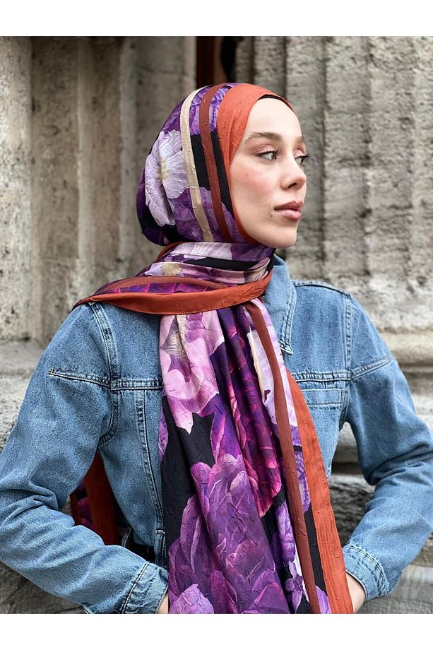 Gül Desen Bambu Şal - 3