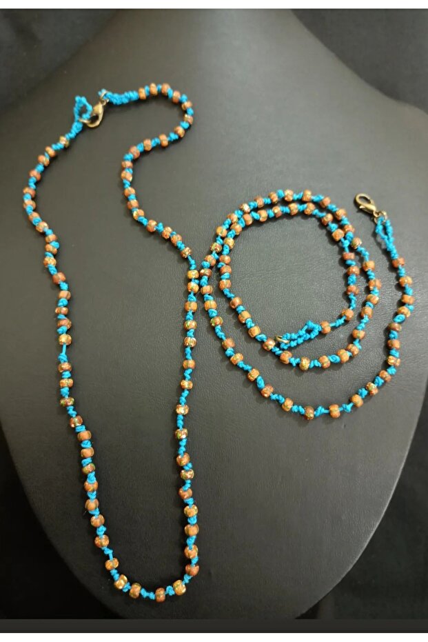 Authentic Handmade Drawstring Knotted Bead Necklace