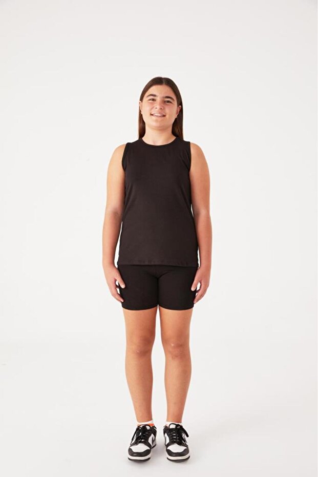 Crew Neck Cotton Girls' Sleeveless Top T-Shirt 2009