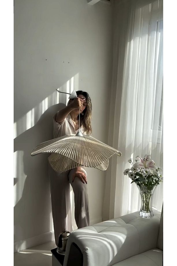 LUMİNART Rustik Tarz Bohem avize Makrome avize Salon avize Yatak Odası Avize Rattan Avize - 7