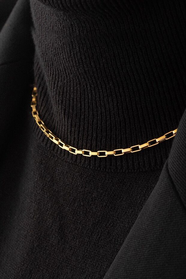 قلادة سلسلة مستطيلة من الفولاذ غير مشوهة بطول 3 مم قابل للتعديل