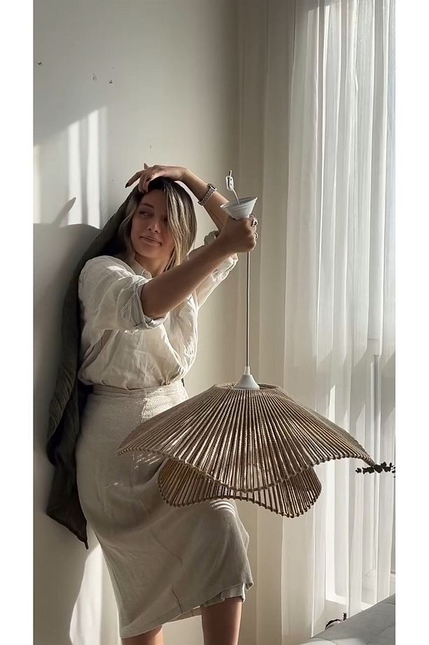 LUMİNART Rustik Tarz Bohem avize Makrome avize Salon avize Yatak Odası Avize Rattan Avize - 3