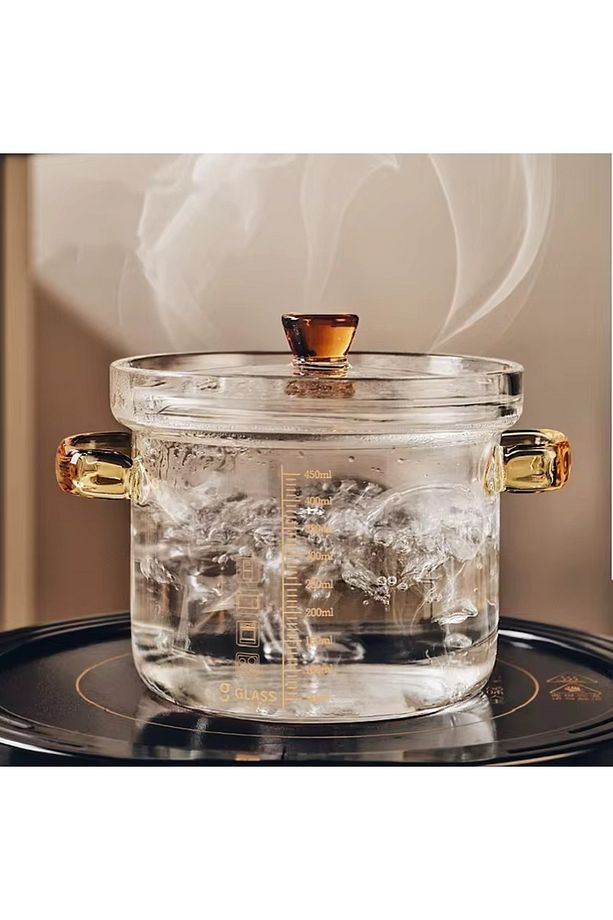 Isıya Dayanıklı Pinterest Stil Minimalist 450 Ml Cam Tencere 1 Adet - 6