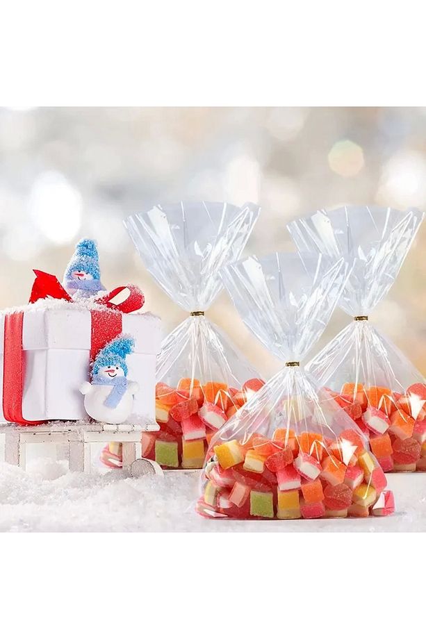 Parlak Bantsız Şeffaf Jelatin - Şekerleme, Aksesuar, Ürün Paketleme Poşeti 20x30cm 50 Adet - 1
