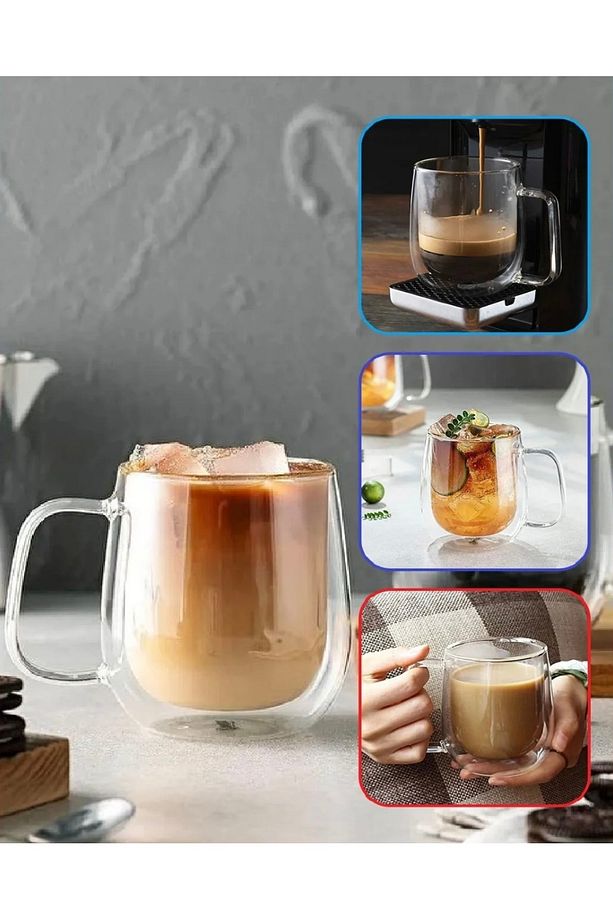 4lü Çift Çidarlı Americano Kahve Bardağı model 250ml - 6