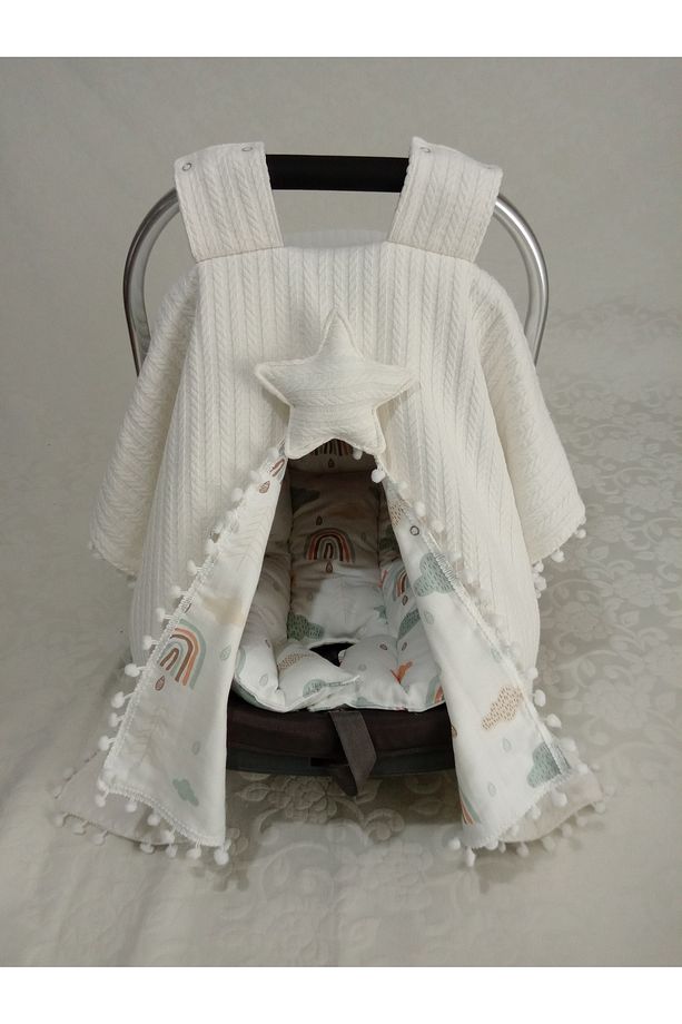 puset örtüsü puset minderi yuvarlak babynest bulut ve yıldız yastıkları emzirme yastığı battaniye - 5