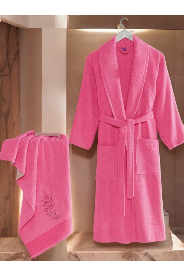 Fuchsia Şilay Towel Bathrobe - Set of 2 - 2
