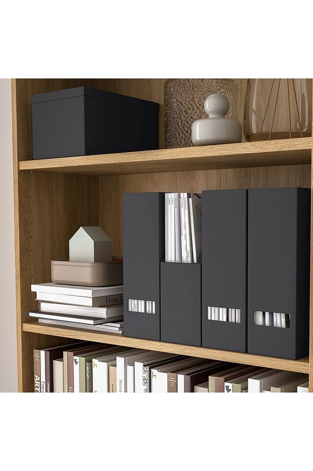 2 Adet Dosyalık 10x25x30 Cm ikea 2'li Set Evrak Rafı Dosya Kutusu Siyah Raf Karton - 4
