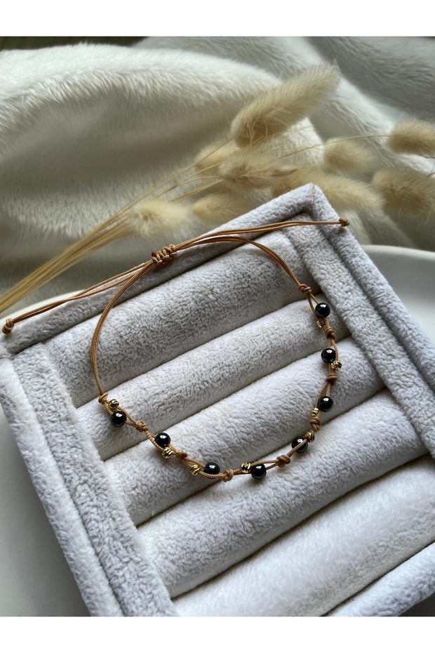 Minimal Hematite Stone String Adjustable Bracelet & Anklet - 1