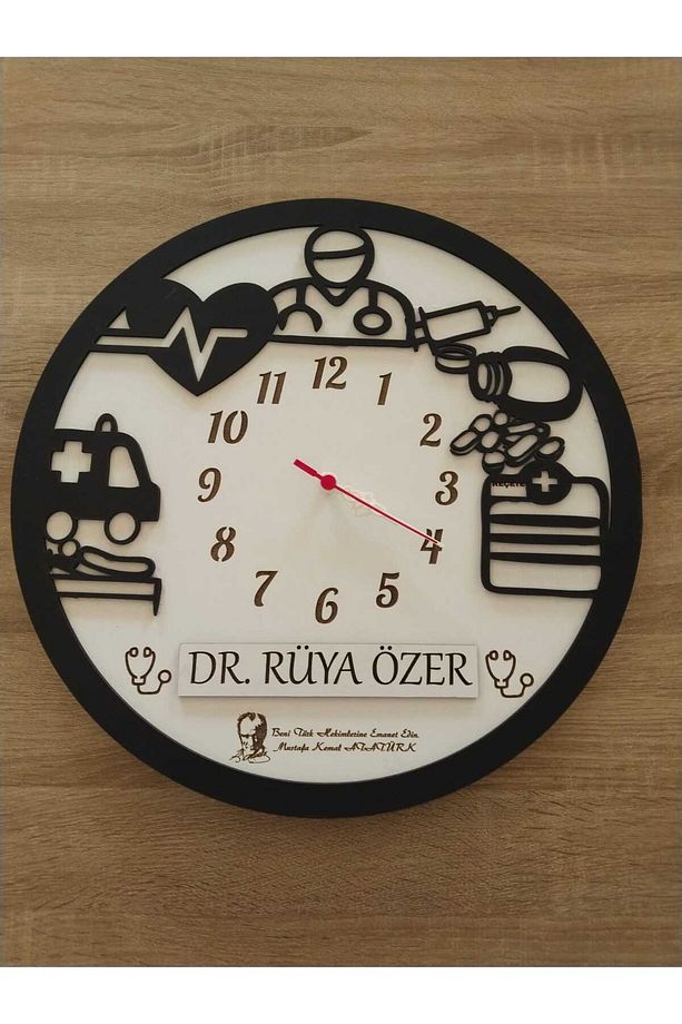 Doktor lara özel İsim yazılı Kalıteli ve Şık Hediye Duvar saati - 2