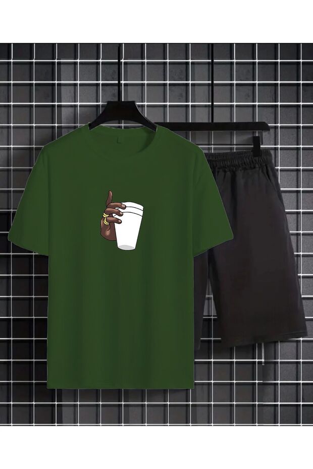 Cup Printed T-Shirt and Shorts Set